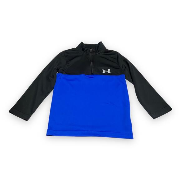 Under Armour Boys Pullover Size 4 Blue Black Quarter Zip Lightweight - Picture 3 of 12